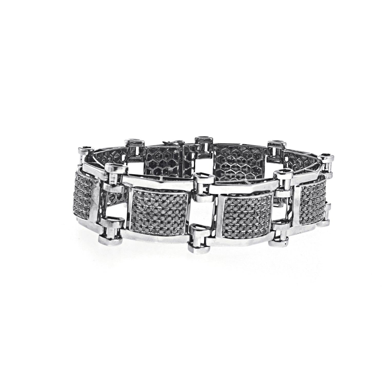 Men's PVD Coated Bracelet with Black Diamonds