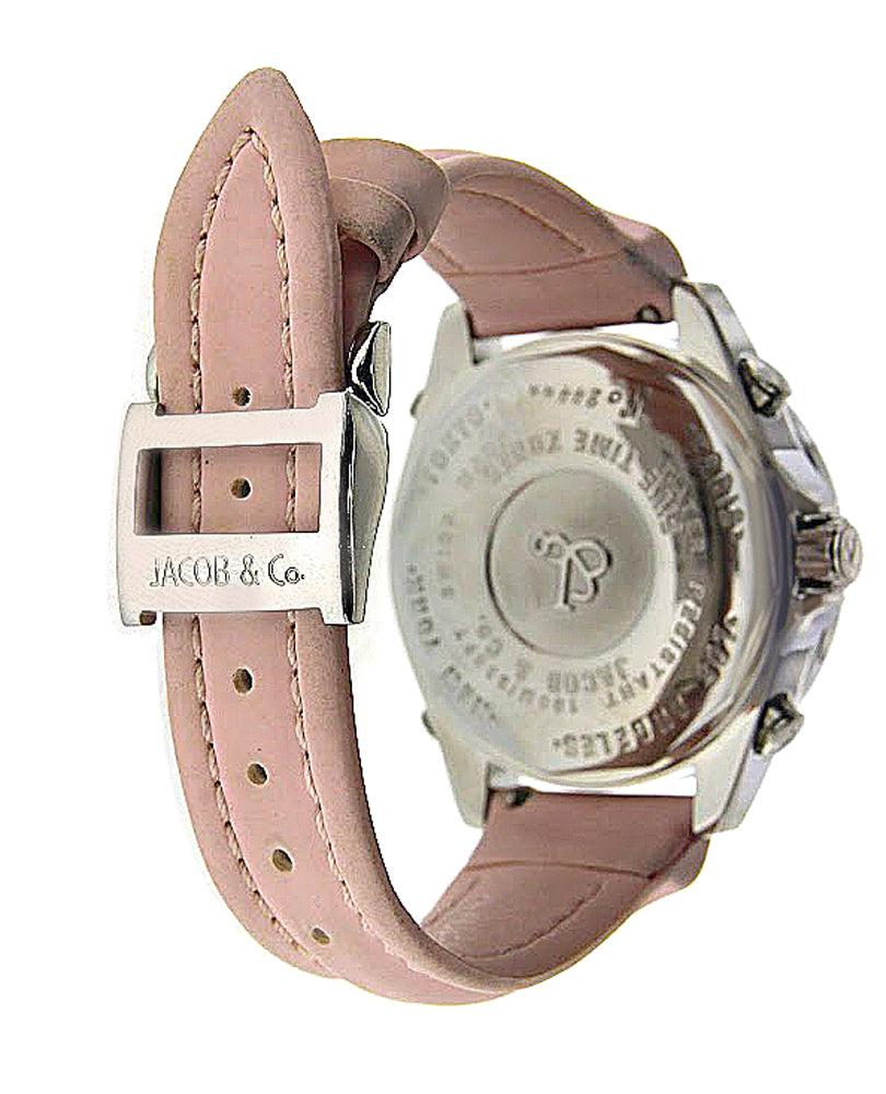 Jacob & Co Five Time Zone 40MM Original Factory Dial And Diamond Bezel With Pink Bracelet