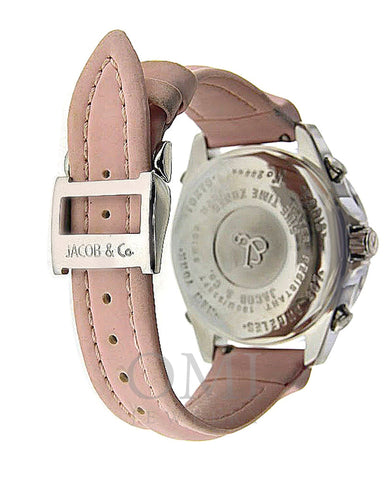 Pink Jacob & Co 5 Time Zones Watch with Original Factory Diamonds