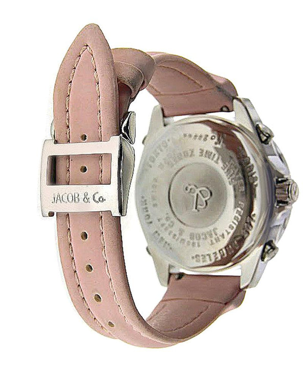 Ladies Pink Jacob Co 5 Time Zones Watch with Original Factory