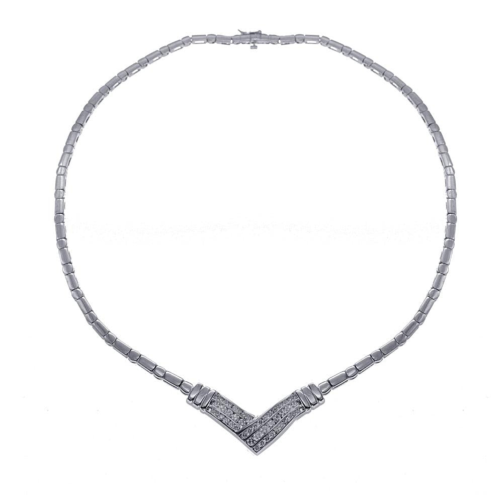 14K White Gold Chain with Round Cut Diamonds 1.50CT