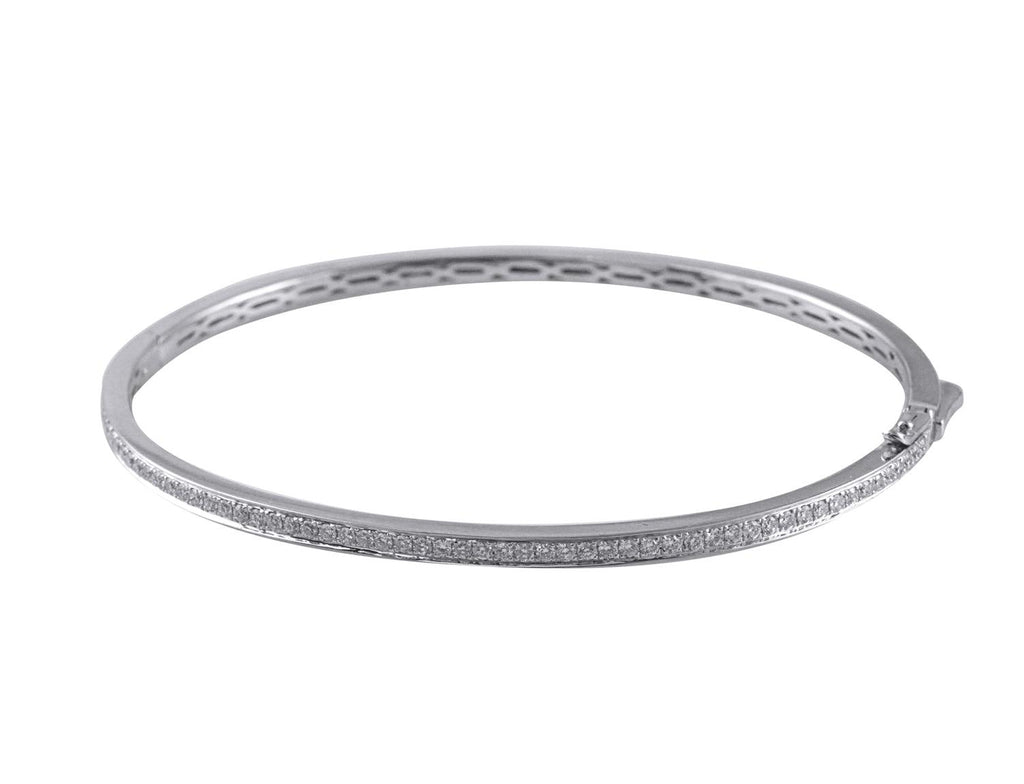 Ladies White Gold Bangle with Round Diamonds OMI Jewelry