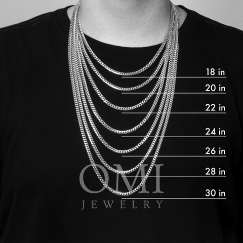 10k White Gold 8mm Solid Cuban Link Chain Available In Sizes 18