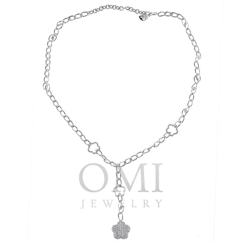 18K White Gold Chain with Diamonds and Star Pendant 1.43CT