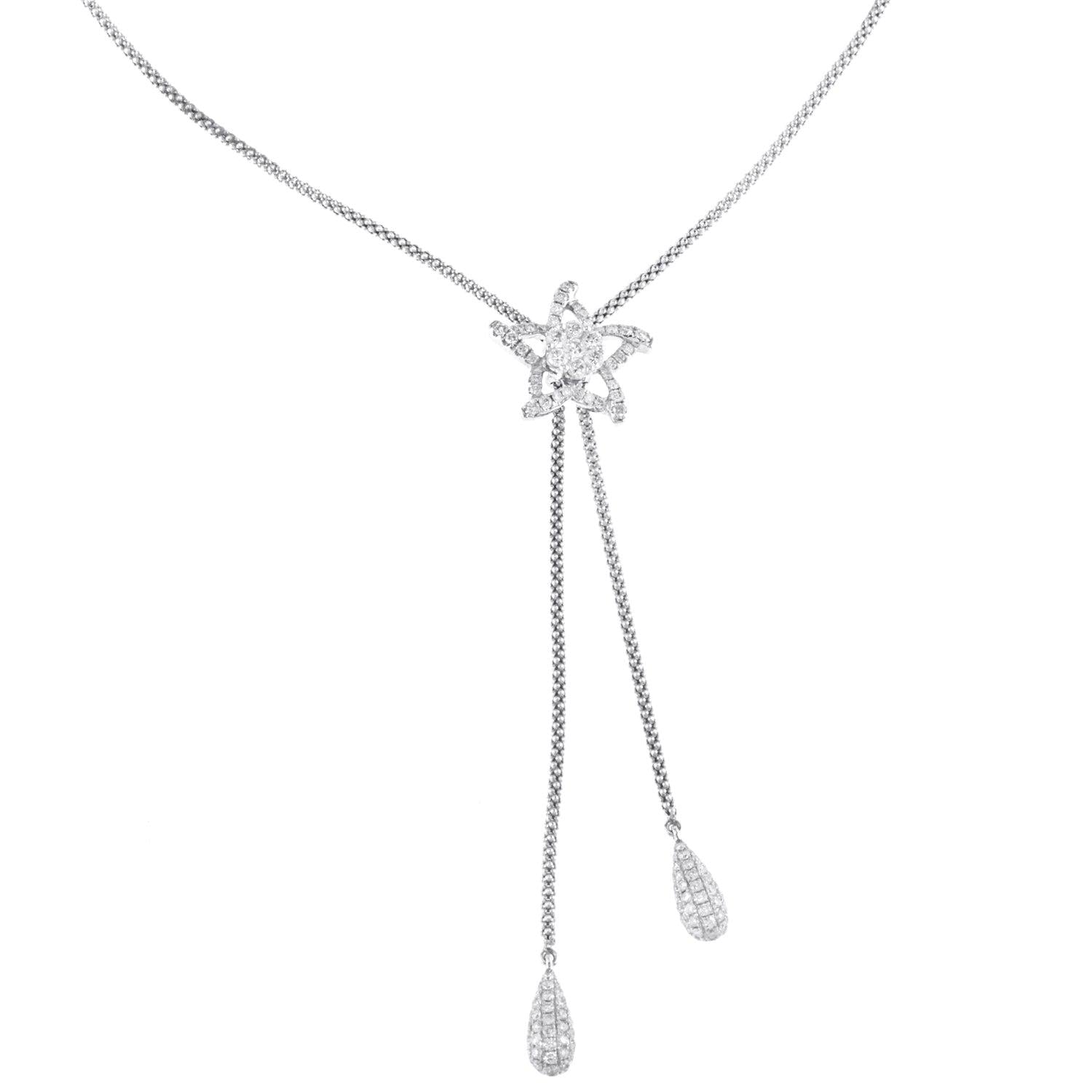 18K White Gold Chain with Diamond Star 1.55CT