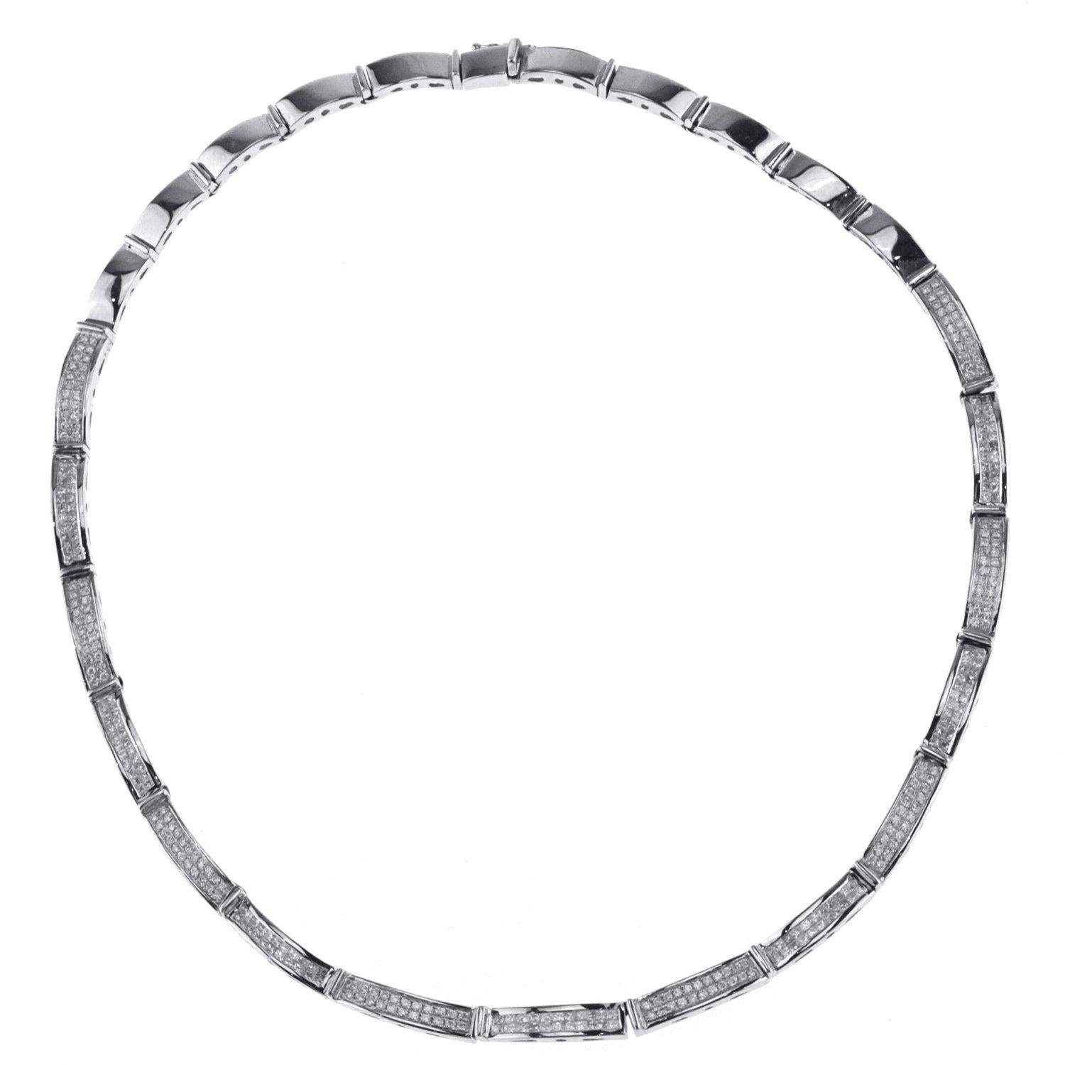 14K White Gold Princess Cut Diamond Necklace With 4.90CT