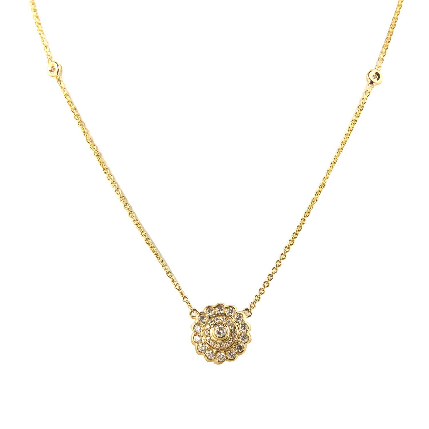 Diamond Flower Pendant with Diamond by the Yard Chain