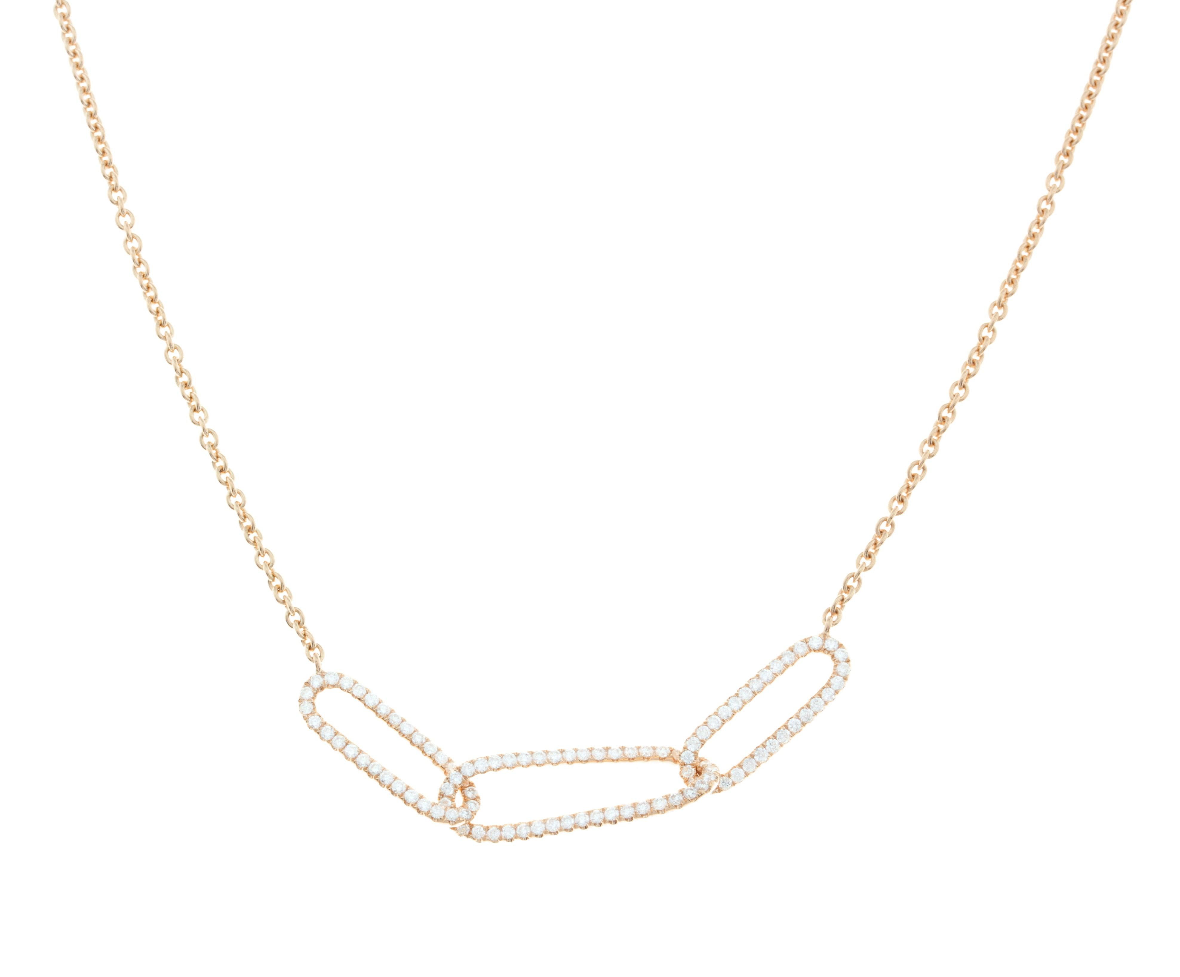 Ladies Chain with Three Diamond Link Pendant
