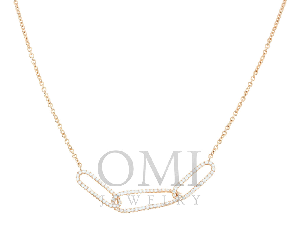Ladies Chain with Three Diamond Link Pendant