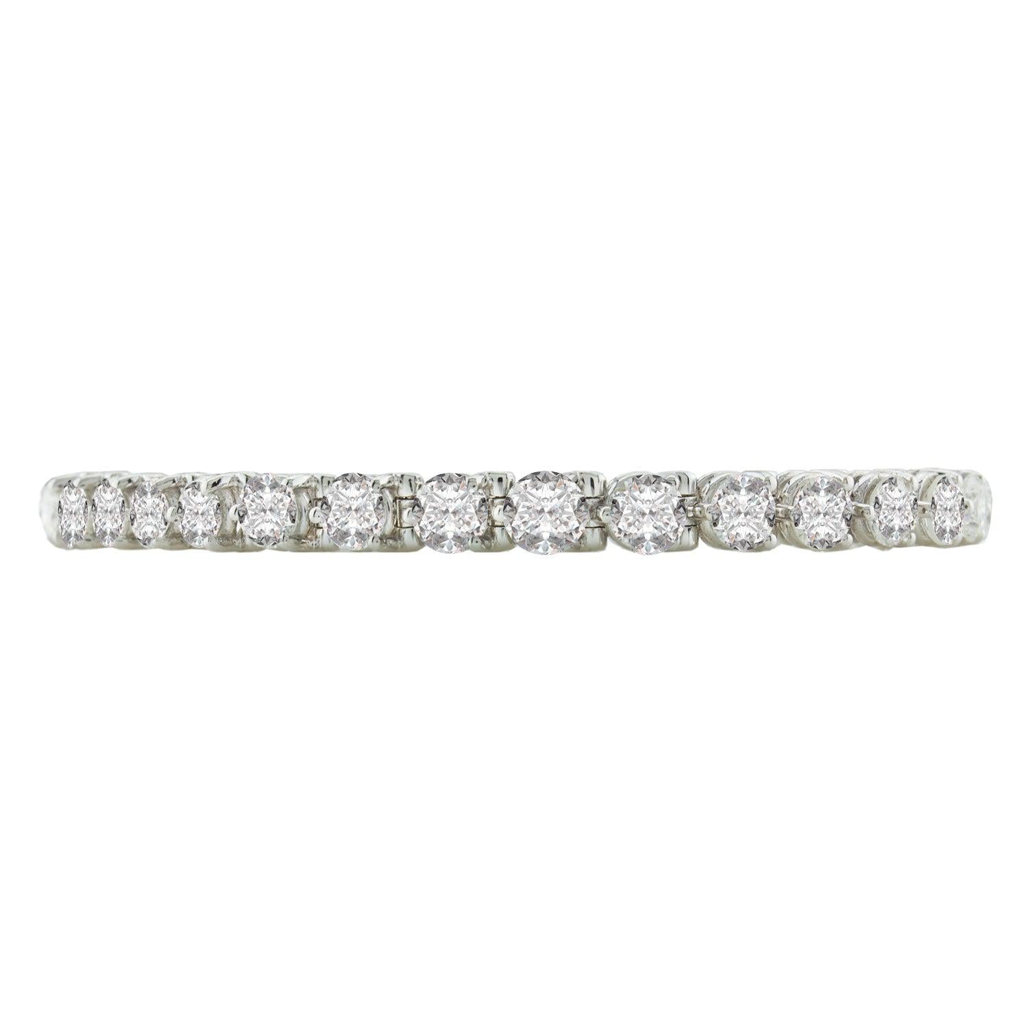 18K White Gold Diamond Tennis Bracelet With Round Cut Diamonds 9.50CT