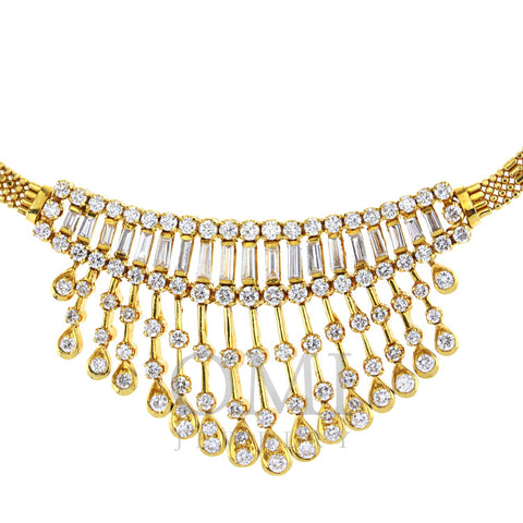 18K Yellow Gold Vintage Style Diamond Necklace 3.50 CT