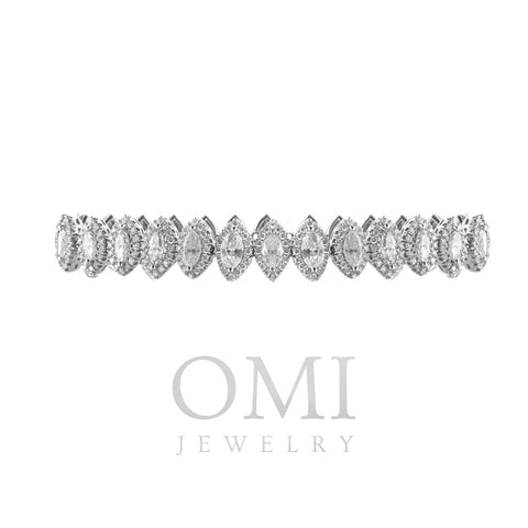 18K White Gold Marquise And Round Diamonds Fancy Bracelet 13.43 CTW