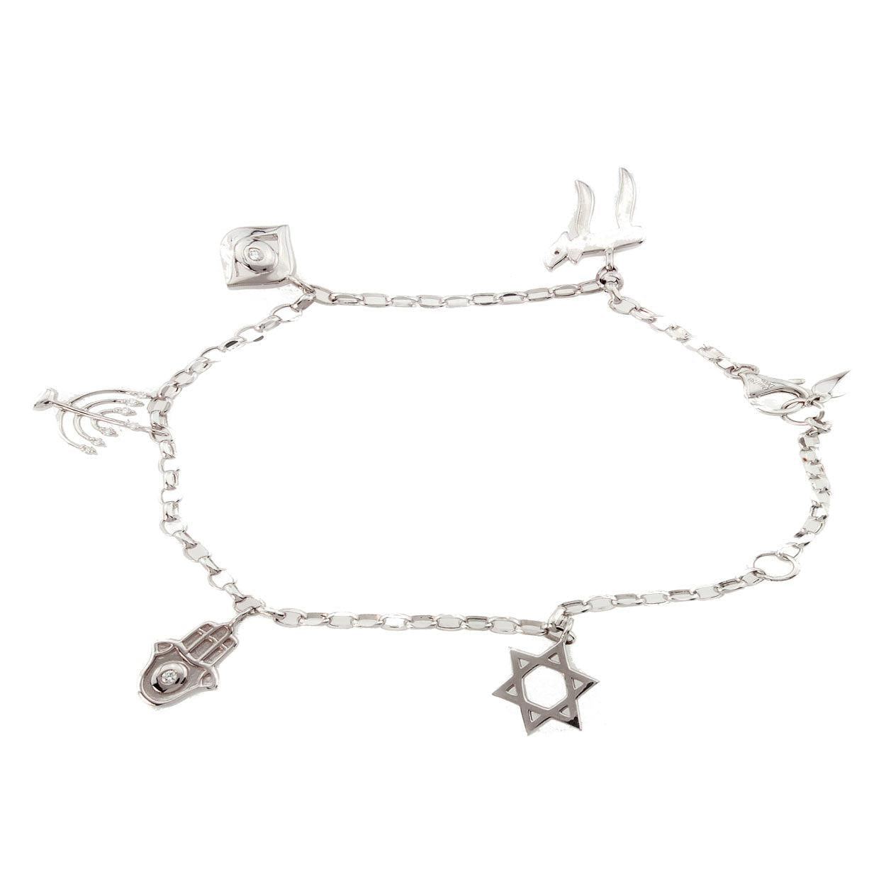 Ladies Diamond Charm Braclet with Jewish Motifs