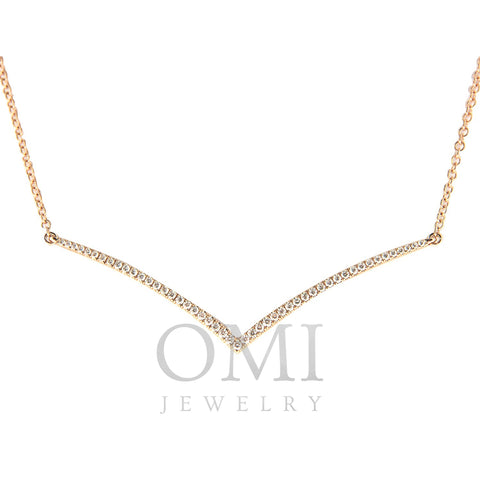 18K Rose And Yellow Gold Diamond Chevron Pendant with Chain 0.39CT