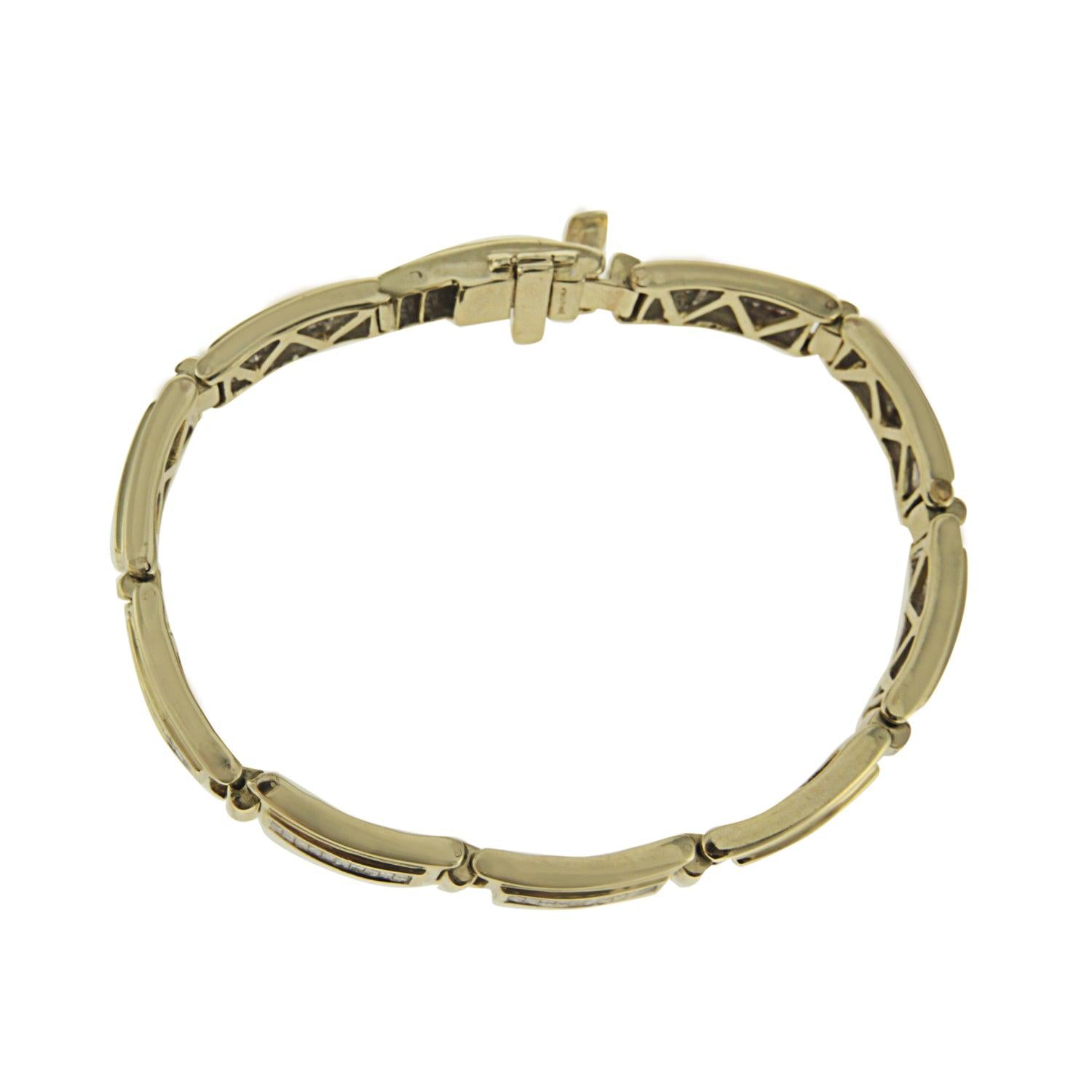 14K Yellow Gold Princess Cut Diamond Bracelet With 12.00CT