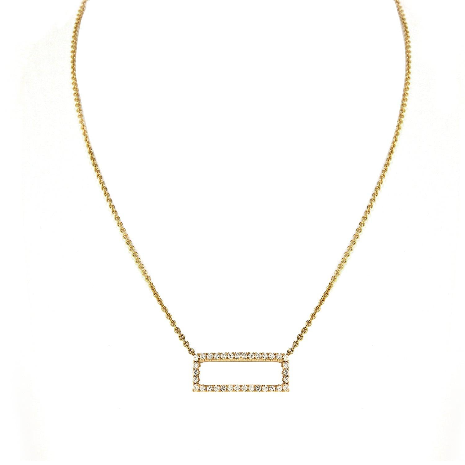 Diamond Rectangle Pendant with Chain