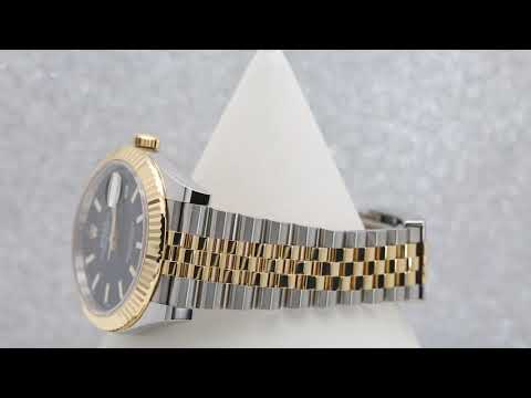 Rolex Datejust 41MM 126333 Black Dial Fluted Bezel Two Tone Yellow Gold Jubilee Bracelet