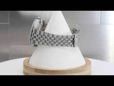 Rolex Datejust 41MM 126300 Diamond Paved Roman Dial Diamond Bezel Stainless Steel Full Diamond Jubilee Bracelet 14.75ct