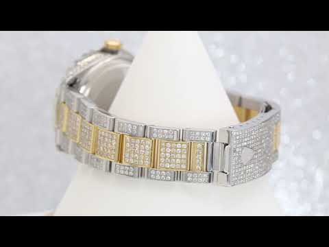 Rolex Datejust 36MM 1601 Red Roman Diamond Dial Diamond Bezel Two Tone Yellow Gold Full Diamond Oyster Bracelet 9.75ct