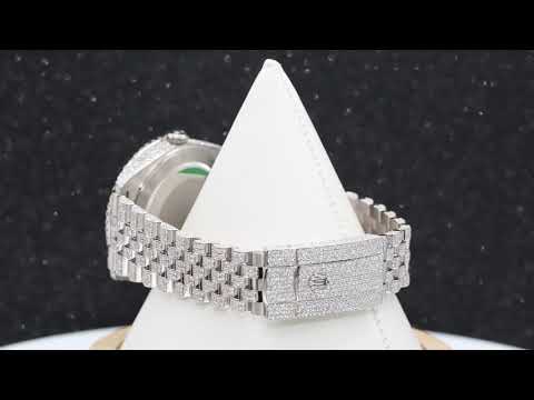 Rolex Datejust 41MM 126300 Diamond Paved Roman Dial Diamond Bezel Stainless Steel Full Diamond Jubilee Bracelet