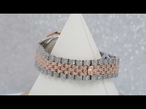 Rolex Datejust 36MM 116201 Black Roman Diamond Dial Diamond Bezel Two Tone Rose Gold Full Diamond Jubilee Bracelet