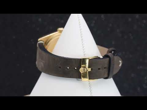 Rolex Day-Date 36MM 18038 Black Pattern Arabic Dial Fluted Bezel Brown Leather Strap