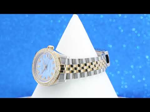 Rolex Datejust 31MM 68273 Blue Diamond Dial Diamond Bezel Two Tone Yellow Gold Jubilee Bracelet 1.05ct