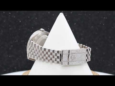Rolex Datejust 41MM 126300 Diamond Paved Roman Dial Diamond Bezel Stainless Steel Full Diamond Jubilee Bracelet