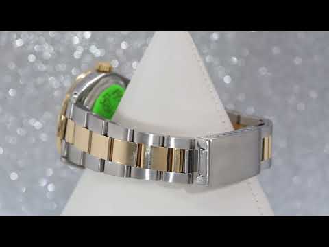 Rolex Datejust 34MM 1505 Black Diamond Dial Diamond Bezel Two Tone Yellow Gold Oyster Bracelet