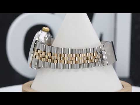 Rolex Datejust 36MM 16013 Green Roman Diamond Dial Diamond Bezel Two Tone Yellow Gold Jubilee Bracelet 1.25ct