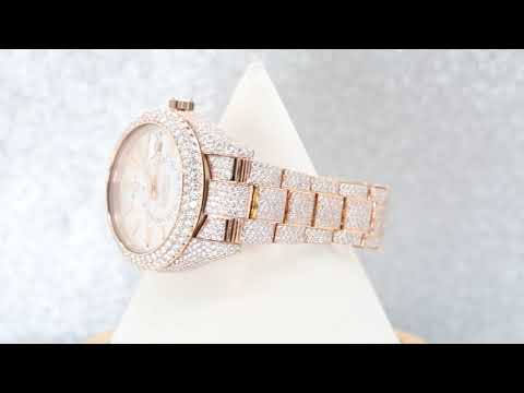 Rolex Sky-Dweller 42MM 326935 Silver Dial Diamond Bezel 18K Rose Gold Full Diamond Oyster Bracelet 25.75ct
