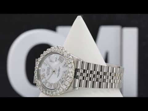 Rolex Datejust 36MM 1601 Mother of Pearl Roman Diamond Dial Diamond Bezel Stainless Steel Jubilee Bracelet