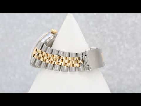 Rolex Datejust 36MM 16233 Blue Mother of Pearl Diamond Dial Fluted Bezel Two Tone Yellow Gold Jubilee Bracelet