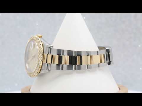 Rolex Date 34MM 15053 Champagne Dial Diamond Bezel Two Tone Yellow Gold Oyster Bracelet