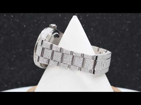 Rolex Sky-Dweller 42MM 326934 Black Dial Fluted Bezel Stainless Steel Full Diamond Oyster Bracelet 22.25ct