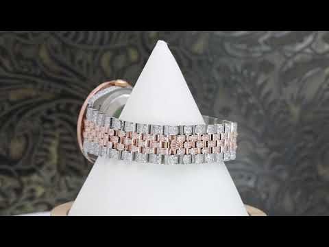 Rolex Datejust 36MM 116231 Diamond Paved Dial Diamond Bezel Two Tone Rose Gold Full Diamond Jubilee Bracelet 11.75ct