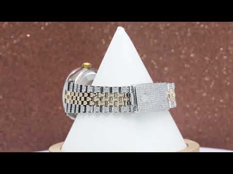 Rolex Datejust 36MM 1601 Mother of Pearl Diamond Dial Diamond Bezel Two Tone Yellow Gold Full Diamond Jubilee Bracelet