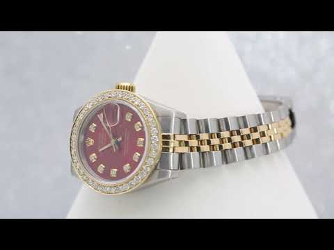 Rolex Lady-Datejust 69173 26MM Red Diamond Dial With Two Tone Jubilee Bracelet