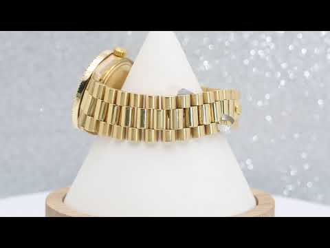 Rolex Day-Date 36MM 1803 Red Diamond Dial Diamond Bezel 18K Yellow Gold President Bracelet