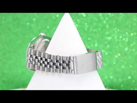 Rolex Datejust 36MM 16220 Green Diamond Dial Engine Turned Bezel Stainless Steel Jubilee Bracelet