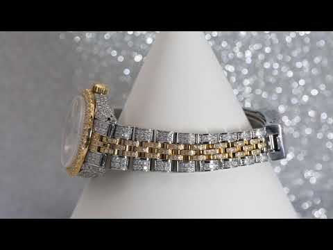 Rolex Datejust 26MM 6917 Mother of Pearl Diamond Dial Diamond Bezel Two Tone Yellow Gold Full Diamond Jubilee Bracelet 5.75ct