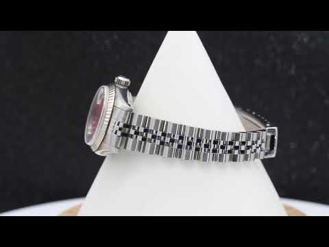 Rolex Datejust 26MM 6916 Red Diamond Dial Fluted Bezel Stainless Steel Jubilee Bracelet