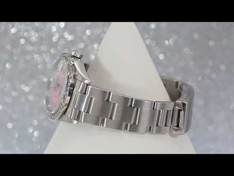 Rolex Datejust 31MM 78240 Pink Mother of Pearl Diamond Dial Diamond Bezel Stainless Steel Oyster Bracelet 1.05ct