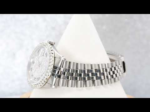 Rolex Datejust 36MM 16014 Diamond Paved Roman Dial Diamond Bezel Stainless Steel Jubilee Bracelet