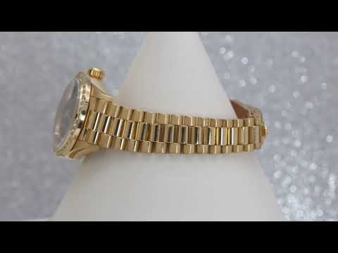 Rolex Datejust 26MM 69178 Black Diamond Dial Diamond Bezel 18K Yellow Gold President Bracelet