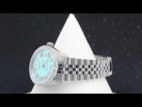 Rolex Datejust 36MM 1601 Turquoise Roman Diamond Dial Diamond Bezel Stainless Steel Jubilee Bracelet