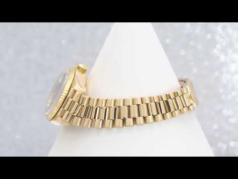 Rolex Datejust 26MM 69178 Blue Dial Fluted Bezel 18K Yellow Gold President Bracelet