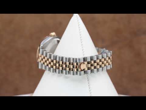 Rolex Datejust 31MM 178241 Black Mother of Pearl Diamond Dial Smooth Bezel Two Tone Rose Gold Jubilee Bracelet