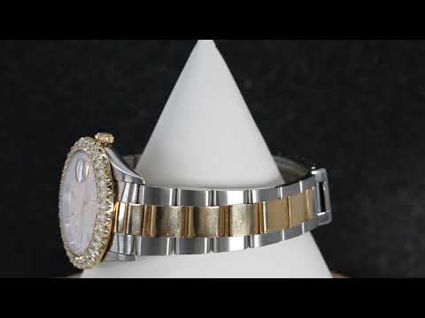 Rolex Datejust 36MM 16233 Diamond Paved Rainbow Hour Dial Diamond Bezel Two Tone Yellow Gold Oyster Bracelet