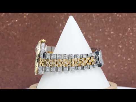 Rolex Datejust 36MM 1601 Blue Roman Diamond Dial Diamond Bezel Two Tone Yellow Gold Full Diamond Jubilee Bracelet 8.75ct